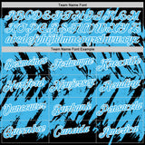 Custom Black Sky Blue-White Torn Sharp Brush Stroke Splatter Performance T-Shirt
