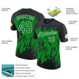Custom Black Grass Green-White Torn Sharp Brush Stroke Splatter Performance T-Shirt