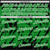 Custom Black Grass Green-White Torn Sharp Brush Stroke Splatter Performance T-Shirt
