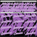 Custom Black Medium Purple-White Torn Sharp Brush Stroke Splatter Performance T-Shirt