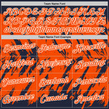 Custom Navy Orange-White Torn Sharp Brush Stroke Splatter Performance T-Shirt