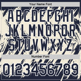 Custom Navy Cream-White Torn Sharp Brush Stroke Splatter Performance T-Shirt