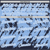Custom Navy Light Blue-White Torn Sharp Brush Stroke Splatter Performance T-Shirt