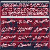 Custom Navy Crimson-White Torn Sharp Brush Stroke Splatter Performance T-Shirt