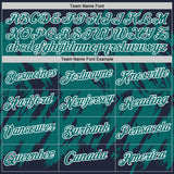 Custom Navy Teal-White Torn Sharp Brush Stroke Splatter Performance T-Shirt