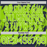 Custom Navy Neon Green-White Torn Sharp Brush Stroke Splatter Performance T-Shirt