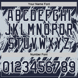 Custom Navy Silver-White Torn Sharp Brush Stroke Splatter Performance T-Shirt