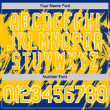 Custom Royal Yellow-White Torn Sharp Brush Stroke Splatter Performance T-Shirt