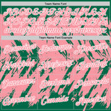 Custom Kelly Green Medium Pink-White Torn Sharp Brush Stroke Splatter Performance T-Shirt