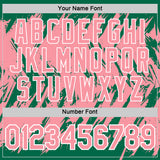 Custom Kelly Green Medium Pink-White Torn Sharp Brush Stroke Splatter Performance T-Shirt
