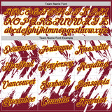 Custom Crimson White-Yellow Torn Sharp Brush Stroke Splatter Performance T-Shirt