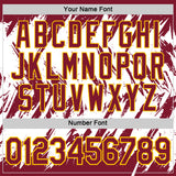 Custom Crimson White-Yellow Torn Sharp Brush Stroke Splatter Performance T-Shirt