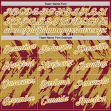 Custom Crimson Old Gold-White Torn Sharp Brush Stroke Splatter Performance T-Shirt