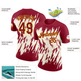 Custom Crimson Cream-Yellow Torn Sharp Brush Stroke Splatter Performance T-Shirt