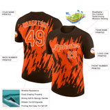 Custom Brown Orange-White Torn Sharp Brush Stroke Splatter Performance T-Shirt