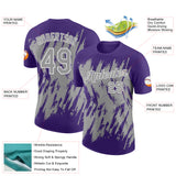 Custom Purple Gray-White Torn Sharp Brush Stroke Splatter Performance T-Shirt