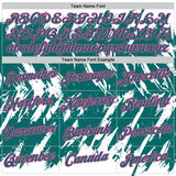 Custom White Teal-Pink Torn Sharp Brush Stroke Splatter Performance T-Shirt