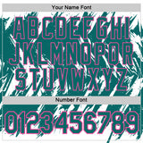 Custom White Teal-Pink Torn Sharp Brush Stroke Splatter Performance T-Shirt