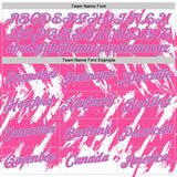 Custom White Pink-Light Blue Torn Sharp Brush Stroke Splatter Performance T-Shirt