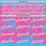 Custom Sky Blue Pink-White Torn Sharp Brush Stroke Splatter Performance T-Shirt