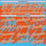 Custom Sky Blue Orange-White Torn Sharp Brush Stroke Splatter Performance T-Shirt