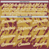 Custom Burgundy Old Gold-White Torn Sharp Brush Stroke Splatter Performance T-Shirt