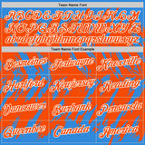 Custom Powder Blue Orange-White Torn Sharp Brush Stroke Splatter Performance T-Shirt