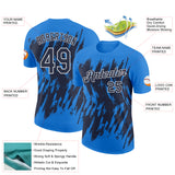 Custom Powder Blue Navy-White Torn Sharp Brush Stroke Splatter Performance T-Shirt