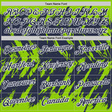 Custom Neon Green Navy-White Torn Sharp Brush Stroke Splatter Performance T-Shirt