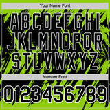 Custom Neon Green Black-White Torn Sharp Brush Stroke Splatter Performance T-Shirt