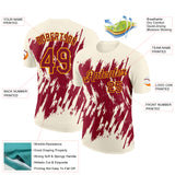 Custom Cream Crimson-Yellow Torn Sharp Brush Stroke Splatter Performance T-Shirt