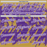 Custom Old Gold Purple-White Torn Sharp Brush Stroke Splatter Performance T-Shirt