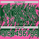 Custom Pink Green-White Torn Sharp Brush Stroke Splatter Performance T-Shirt
