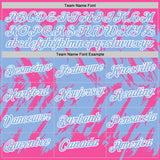 Custom Pink Light Blue-White Torn Sharp Brush Stroke Splatter Performance T-Shirt