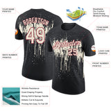 Custom Black Cream-Crimson Dripping Splatter Paint Performance T-Shirt