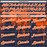 Custom Navy Orange-White Dripping Splatter Paint Performance T-Shirt