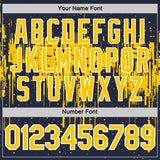 Custom Navy Yellow-White Dripping Splatter Paint Performance T-Shirt