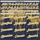 Custom Navy Old Gold-White Dripping Splatter Paint Performance T-Shirt