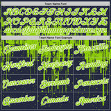 Custom Navy Neon Green-White Dripping Splatter Paint Performance T-Shirt