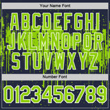 Custom Navy Neon Green-White Dripping Splatter Paint Performance T-Shirt