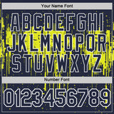 Custom Navy Neon Yellow-White Dripping Splatter Paint Performance T-Shirt