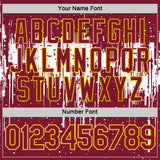 Custom Crimson White-Yellow Dripping Splatter Paint Performance T-Shirt