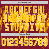 Custom Crimson Yellow-White Dripping Splatter Paint Performance T-Shirt
