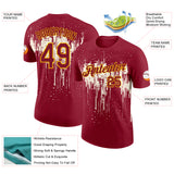 Custom Crimson Cream-Yellow Dripping Splatter Paint Performance T-Shirt