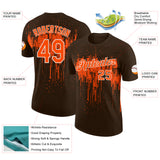 Custom Brown Orange-White Dripping Splatter Paint Performance T-Shirt