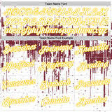 Custom White Burgundy-Yellow Dripping Splatter Paint Performance T-Shirt
