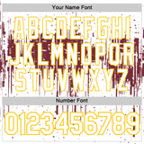 Custom White Burgundy-Yellow Dripping Splatter Paint Performance T-Shirt