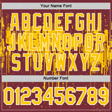 Custom Burgundy Yellow-White Dripping Splatter Paint Performance T-Shirt