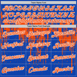 Custom Thunder Blue Orange-White Dripping Splatter Paint Performance T-Shirt