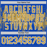 Custom Thunder Blue Old Gold-White Dripping Splatter Paint Performance T-Shirt